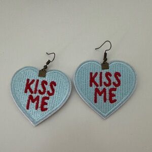 Heart-Shaped 'Kiss Me' Earrings